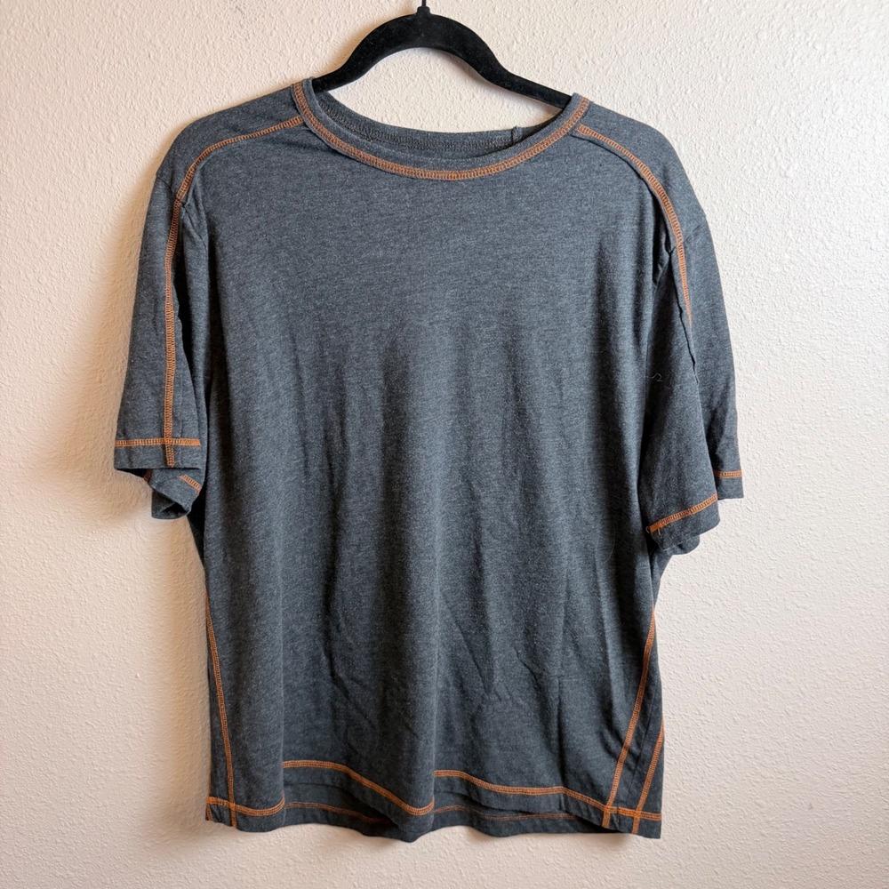 Carbon2Cobalt Mens Large Gray Short Sleeve Organic Cotton Blend T-Shirt Orange